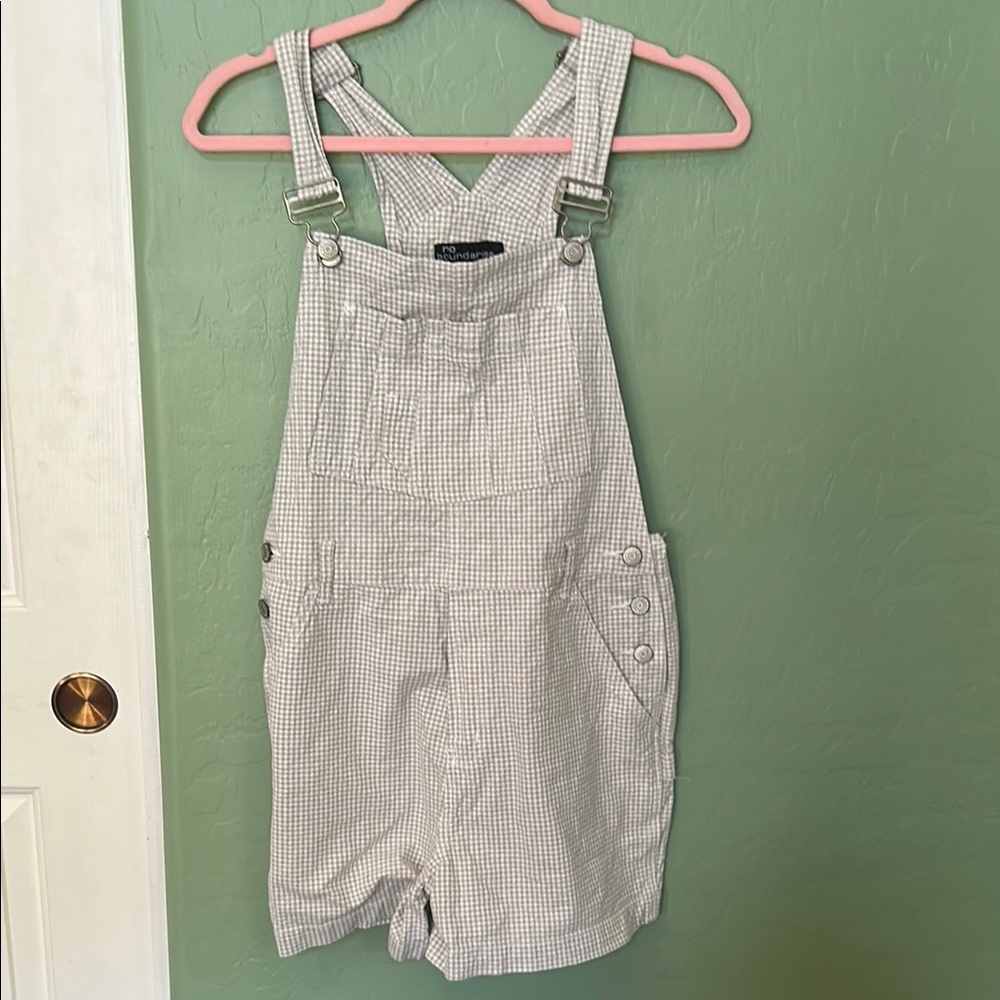Gingham overall shorts